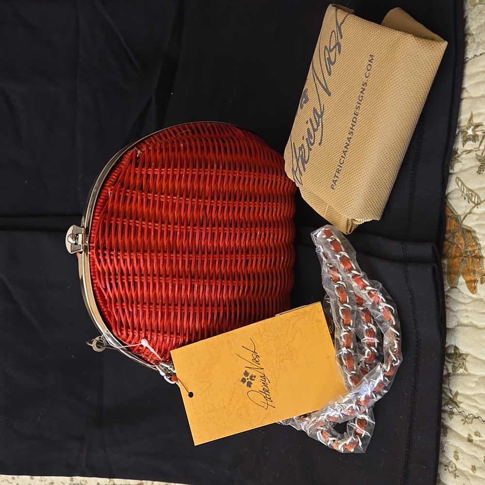 Patricia Nash Red Wicker Handbag